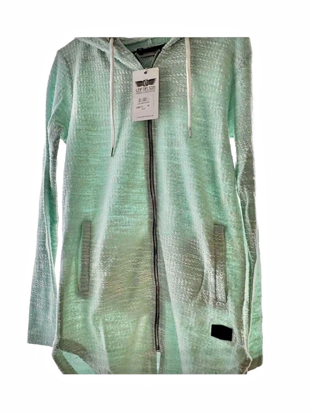 Leif Nelson LN8123 Green Zip Front Hoodie Size Medium Like New